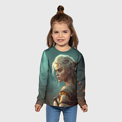 Лонгслив детский Цири на фоне искр, цвет: 3D-принт — фото 2