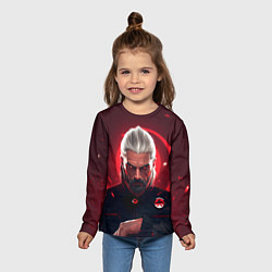 Лонгслив детский Ведьмак красные искры, цвет: 3D-принт — фото 2