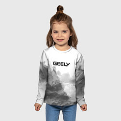 Лонгслив детский Geely на сером абстрактном фоне, цвет: 3D-принт — фото 2