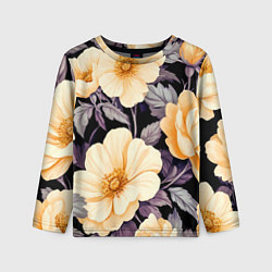 Лонгслив детский Крупные жёлтые цветы, цвет: 3D-принт