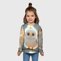 Лонгслив детский Милый цыпленок с цветочком на лбу, цвет: 3D-принт — фото 2