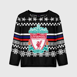 Лонгслив детский Ливерпуль текстура триколор зима, цвет: 3D-принт
