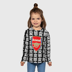 Лонгслив детский Арсенал китайские символы паттерн, цвет: 3D-принт — фото 2