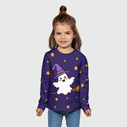 Лонгслив детский Хэллоуин, привидение на метле, цвет: 3D-принт — фото 2