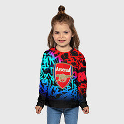 Лонгслив детский Arsenal граффити неон, цвет: 3D-принт — фото 2