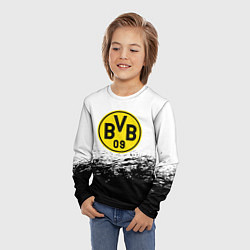 Лонгслив детский Borussia черные краски штрихи, цвет: 3D-принт — фото 2