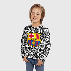 Лонгслив детский Barcelona черно белые черепа, цвет: 3D-принт — фото 2