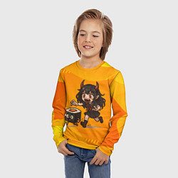 Лонгслив детский Девочка дьявол бежит за роллом, цвет: 3D-принт — фото 2