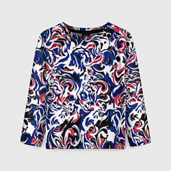 Детский лонгслив Абстрактный паттерн бело-сине-красный