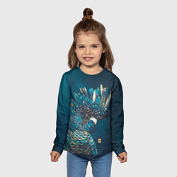Лонгслив детский Акварельный попугай, цвет: 3D-принт — фото 2