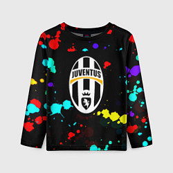 Лонгслив детский Ювентус брызги красок неон, цвет: 3D-принт