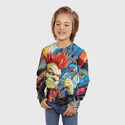 Лонгслив детский Панк Шрек на фоне домов, цвет: 3D-принт — фото 2