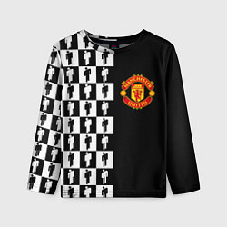 Детский лонгслив Манчестер Юнайтед текстура люди