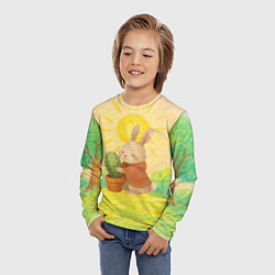 Лонгслив детский Заяц обнимает кактус, цвет: 3D-принт — фото 2