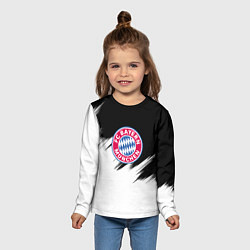 Лонгслив детский Бавария Мюнхен черно белые штрихи, цвет: 3D-принт — фото 2