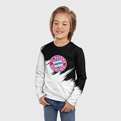 Лонгслив детский Бавария Мюнхен черно белые штрихи, цвет: 3D-принт — фото 2