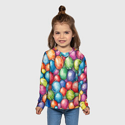 Лонгслив детский Россыпь новогодних шаров, цвет: 3D-принт — фото 2