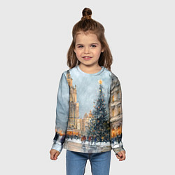 Лонгслив детский Новогодняя Москва, цвет: 3D-принт — фото 2