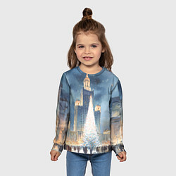 Лонгслив детский Новый год в Москве, цвет: 3D-принт — фото 2