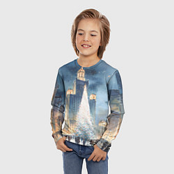 Лонгслив детский Новый год в Москве, цвет: 3D-принт — фото 2