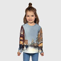 Лонгслив детский Москва - новый год, цвет: 3D-принт — фото 2