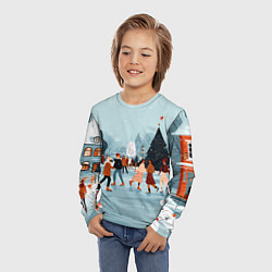 Лонгслив детский Рождественский каток, цвет: 3D-принт — фото 2