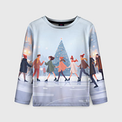 Лонгслив детский Новогодние выходные на катке, цвет: 3D-принт