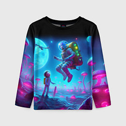 Лонгслив детский Морти и Рмк на планете неоновых поганок, цвет: 3D-принт