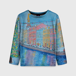 Лонгслив детский Новогодний рисованный Санкт-Петербург, цвет: 3D-принт