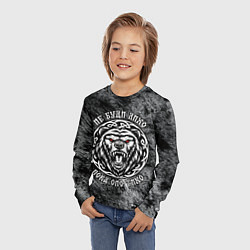 Лонгслив детский Не буди лихо пока оно тихо - медведь русич, цвет: 3D-принт — фото 2