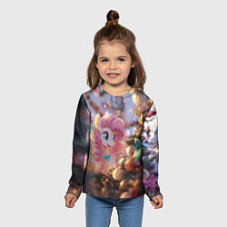 Лонгслив детский Милая новогодняя лошадка с крыльями, цвет: 3D-принт — фото 2