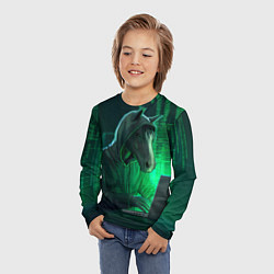 Лонгслив детский Конь хакер, цвет: 3D-принт — фото 2