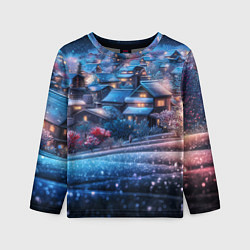 Детский лонгслив Новогодний двор в блестках