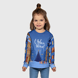 Лонгслив детский С новым год - праздничный дворик, цвет: 3D-принт — фото 2