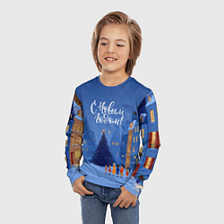 Лонгслив детский С новым год - праздничный дворик, цвет: 3D-принт — фото 2
