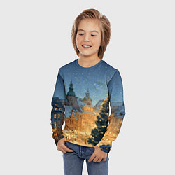 Лонгслив детский Новый год в старом городе, цвет: 3D-принт — фото 2