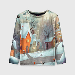 Лонгслив детский Милый новогодний дворик, цвет: 3D-принт