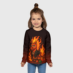 Лонгслив детский Огненный конь 26, цвет: 3D-принт — фото 2
