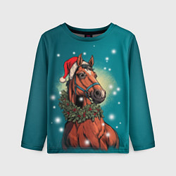 Детский лонгслив Конь в шапке