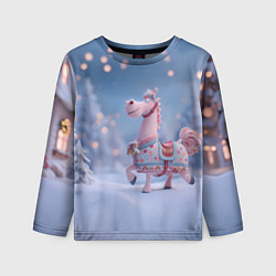 Лонгслив детский Новогодняя милая лошадка, цвет: 3D-принт