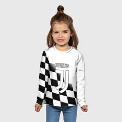 Лонгслив детский Ювентус клетка краски, цвет: 3D-принт — фото 2