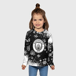Лонгслив детский Манчестер сити снежинки новый год, цвет: 3D-принт — фото 2