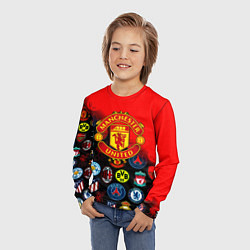 Лонгслив детский Манчестер Юнайтед логотипы команд, цвет: 3D-принт — фото 2