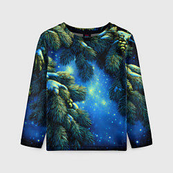 Детский лонгслив Новогодние ветки елки