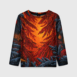 Лонгслив детский Новогодние ветки елок, цвет: 3D-принт