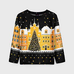 Детский лонгслив Новогодняя ночь в городе