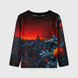 Детский лонгслив Новый год в ночном городе