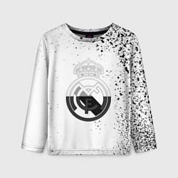 Детский лонгслив Реал Мадрид черно белые краски
