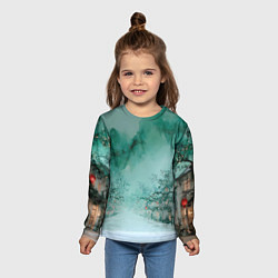 Лонгслив детский Новогодняя туманная улица, цвет: 3D-принт — фото 2