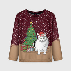 Лонгслив детский Кот Бендер и ёлка, цвет: 3D-принт